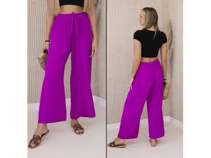 Volné kalhoty se zavazováním Bernice tmavě fialové