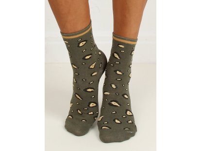 Vysoké leopardí ponožky Africa khaki