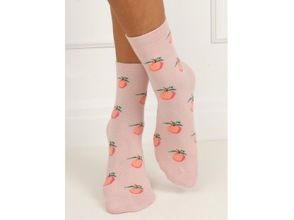 Vysoké ponožky s ovocem Alishia růžové