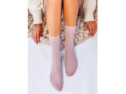 Vysoké teplé ponožky Jessika růžové
