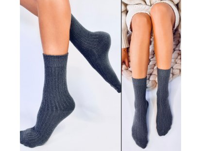 Vysoké teplé ponožky Jessika tmavě šedé