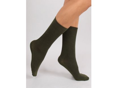 Vysoké žebrované ponožky Dorthy khaki