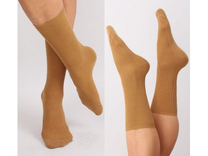 Vysoké žebrované ponožky Dorthy tmavě hořčicové