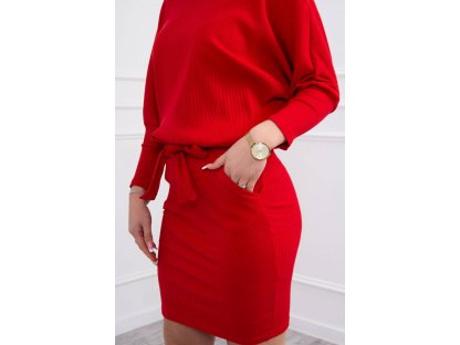 Žebrované šaty Perlie červené