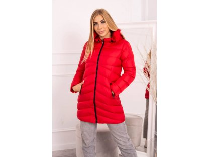 Zimní bunda s kapucí a kožešinou Nicola červená