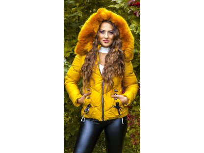 Zimní bunda s odnímatelnou kapucí Colena hořčicová