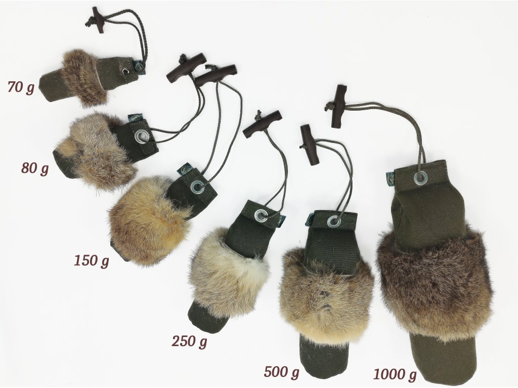 Bracco Dummy khaki s kožešinou, váhy 70 g, 80 g,  150 g, 250 g, 500 g, 1000 g, premium quality