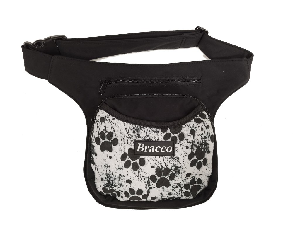 Bracco belt for training and or for going out, black paws/ white- different sizes 