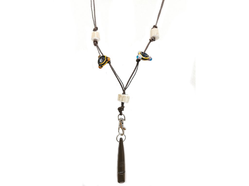 Bracco Original whistle strap made of natural materials, beads- magic eye, antlers