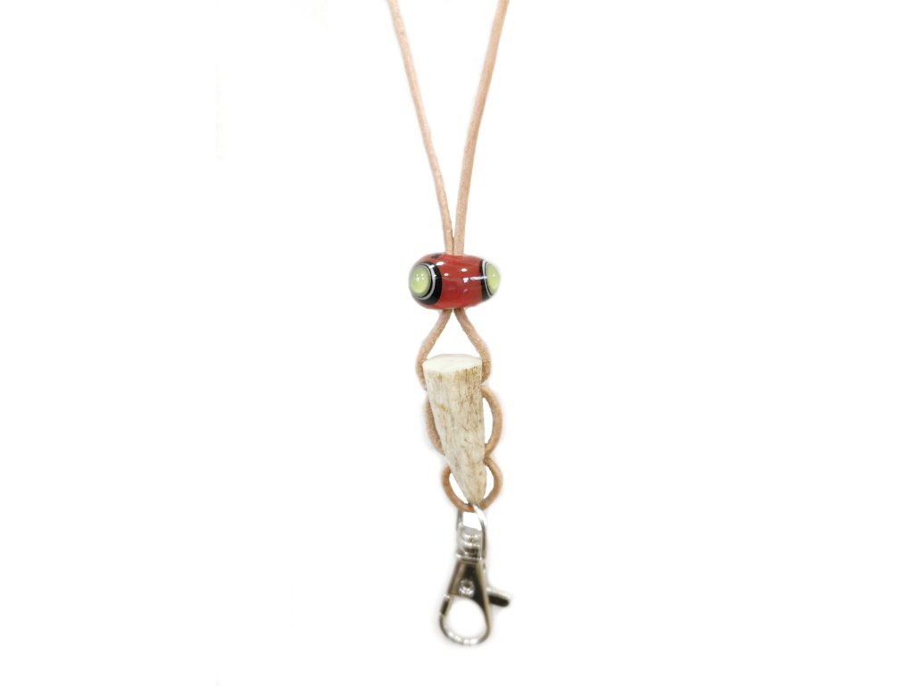 Bracco Original whistle strap made of natural materials, horn, bead- magic eye