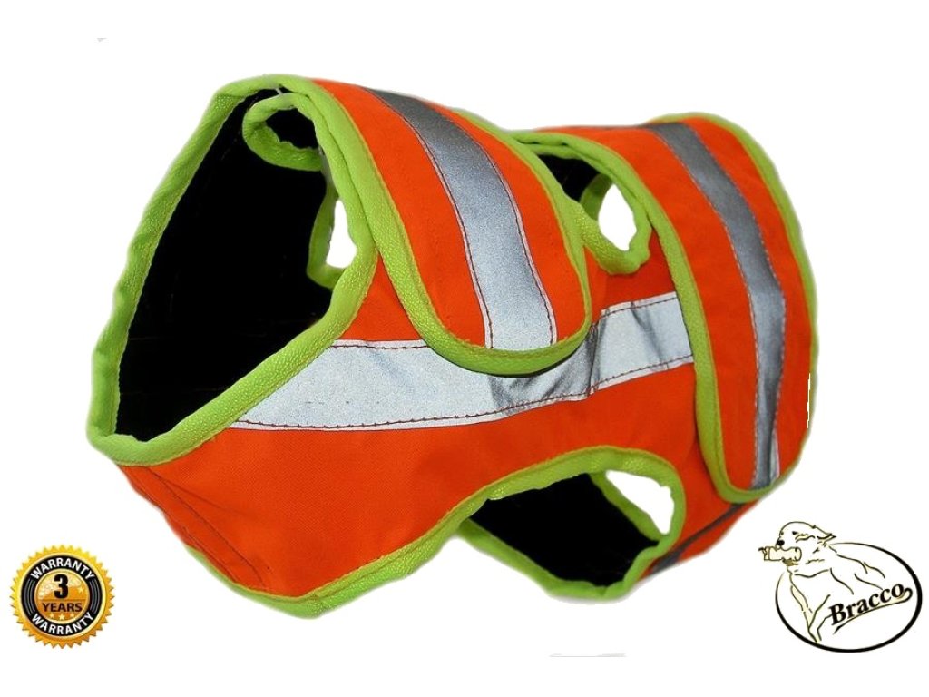 Bracco Signal vest for hunting dog, orange- possibility of phone number, name, GPS pocket  etc.