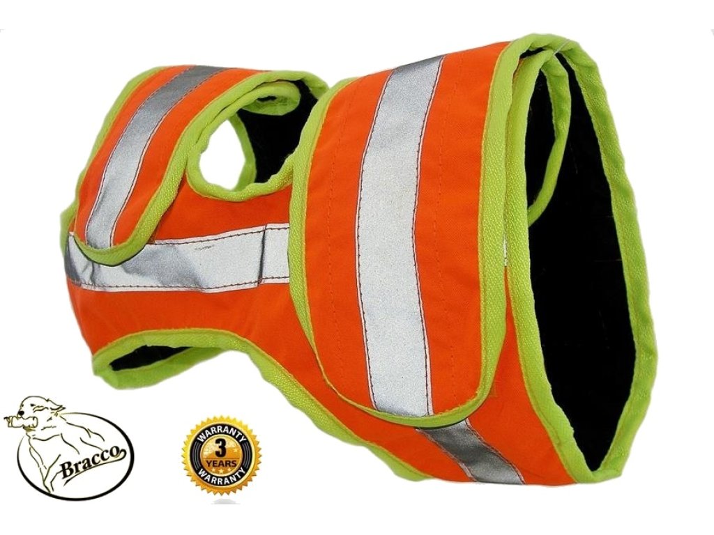 Bracco Signal vest for hunting dog, orange- possibility of phone number, name, GPS pocket  etc.