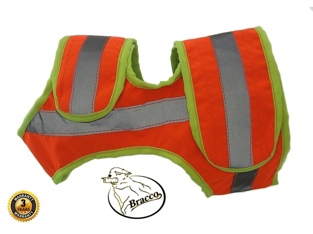 Bracco Signal vest for hunting dog, orange- possibility of phone number, name, GPS pocket  etc.