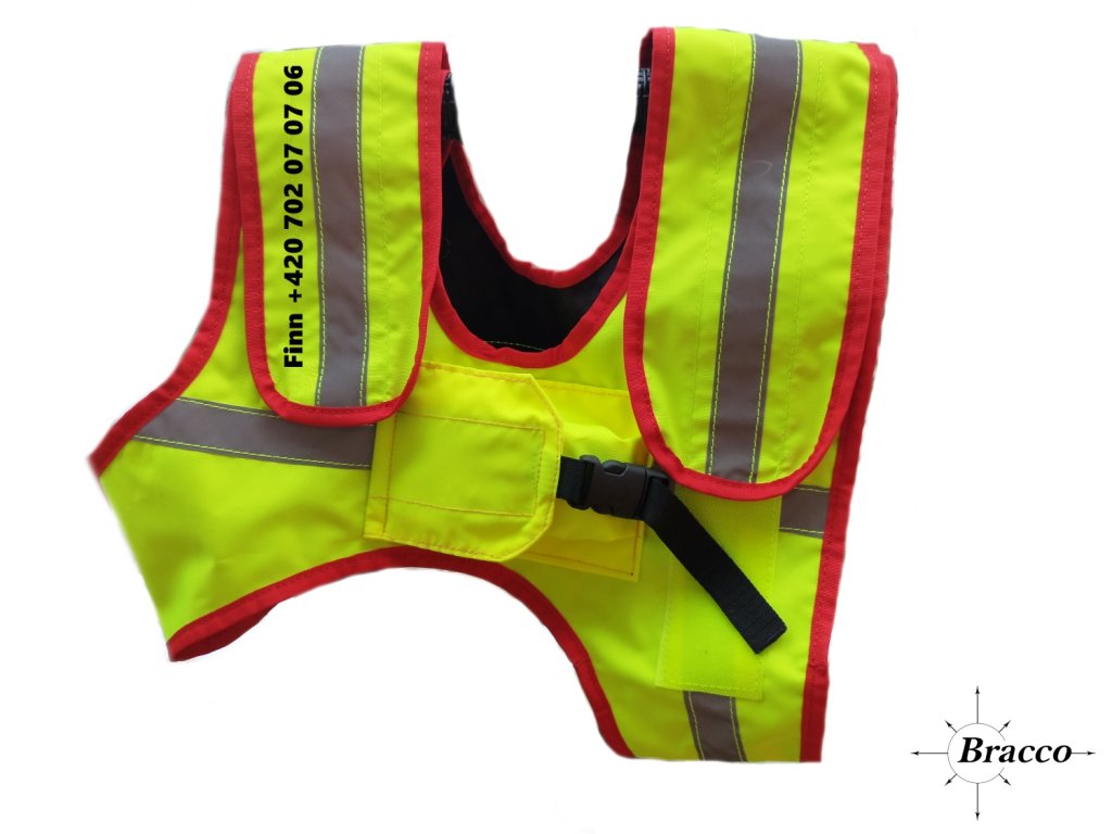 Bracco Signal vest for hunting dog, yellow- possibility of phone number, name, GPS pocket  etc.