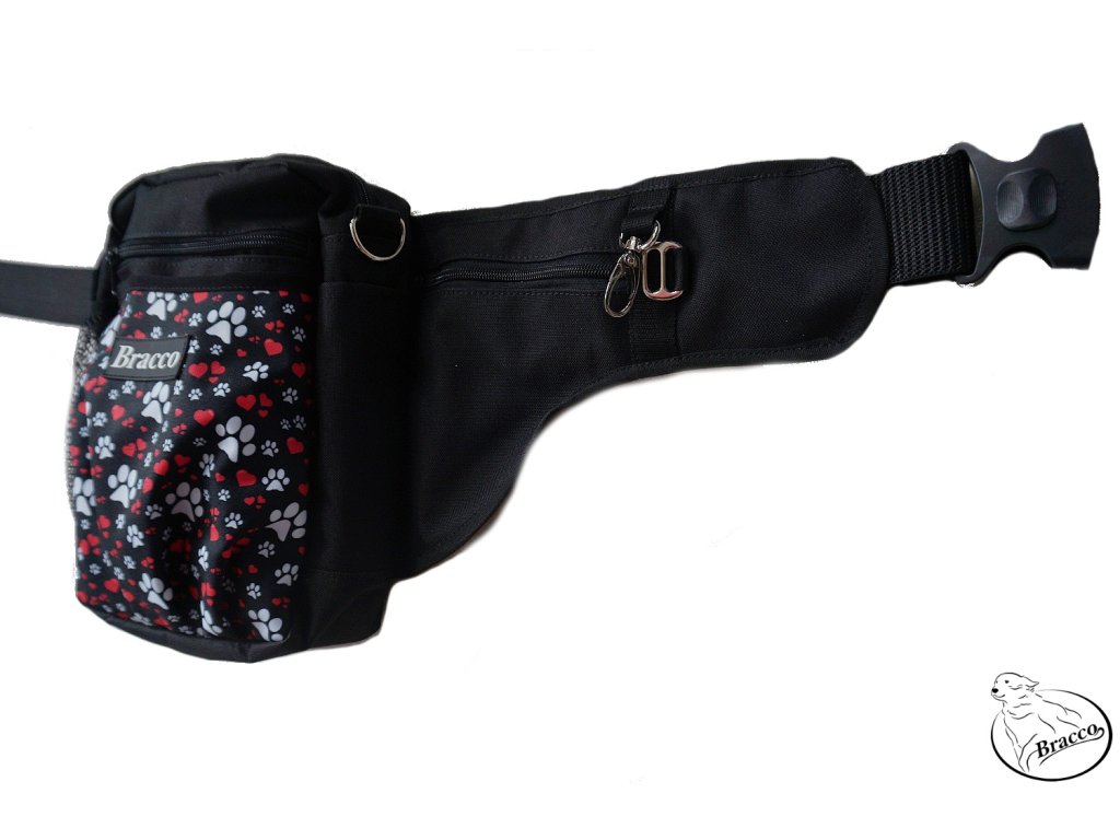 Bracco dog training belt Multi, black- paws+ heart