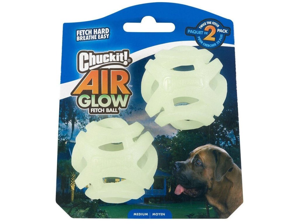 Chuckit! Air Glow Ball děrované svíticí míčky – Medium 6,4 cm – 2 ks