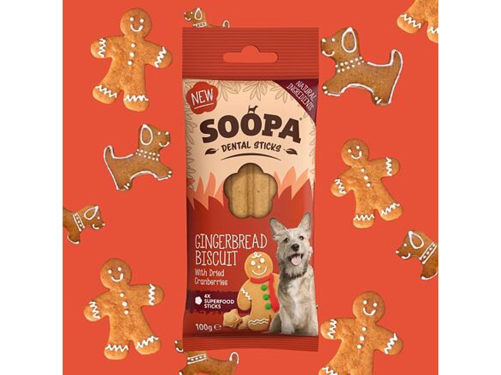 Dentální tyčinky Soopa Gingerbread Biscuit 100 g