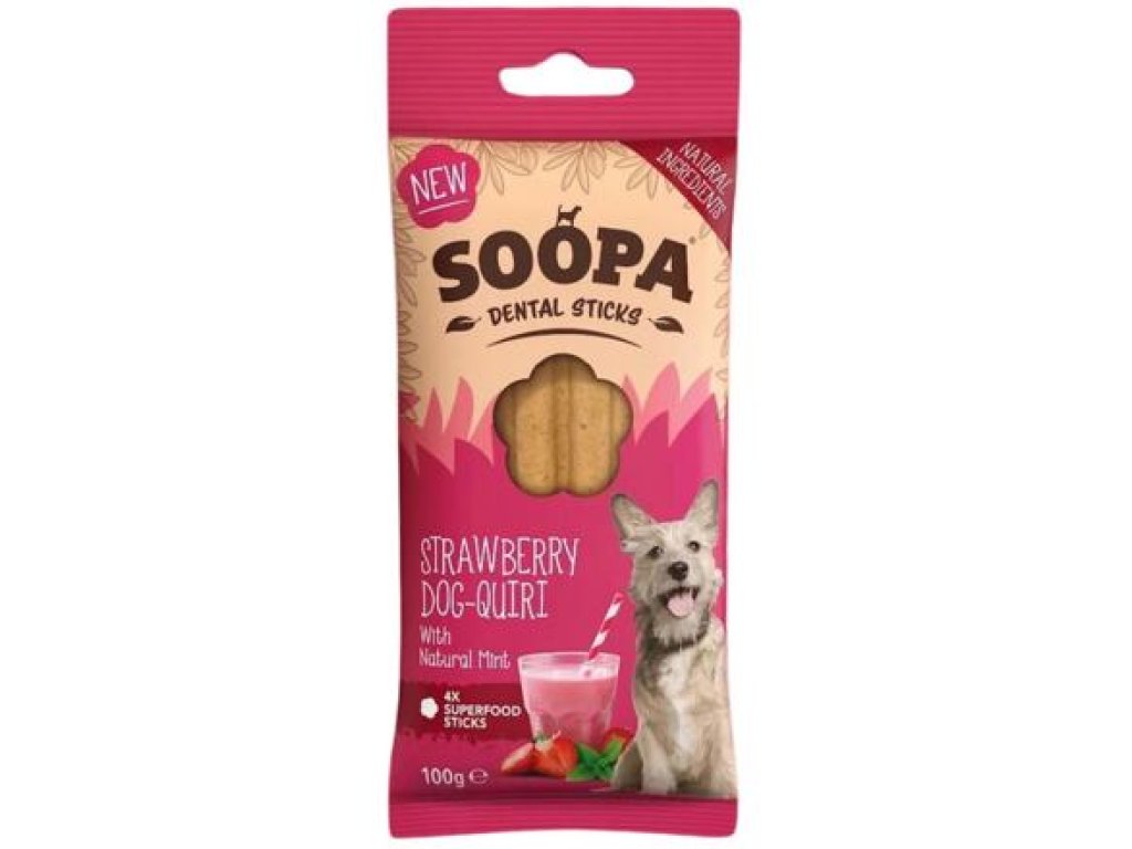 Dentální tyčinky Soopa Jahodové Dog-Quiri 100 g