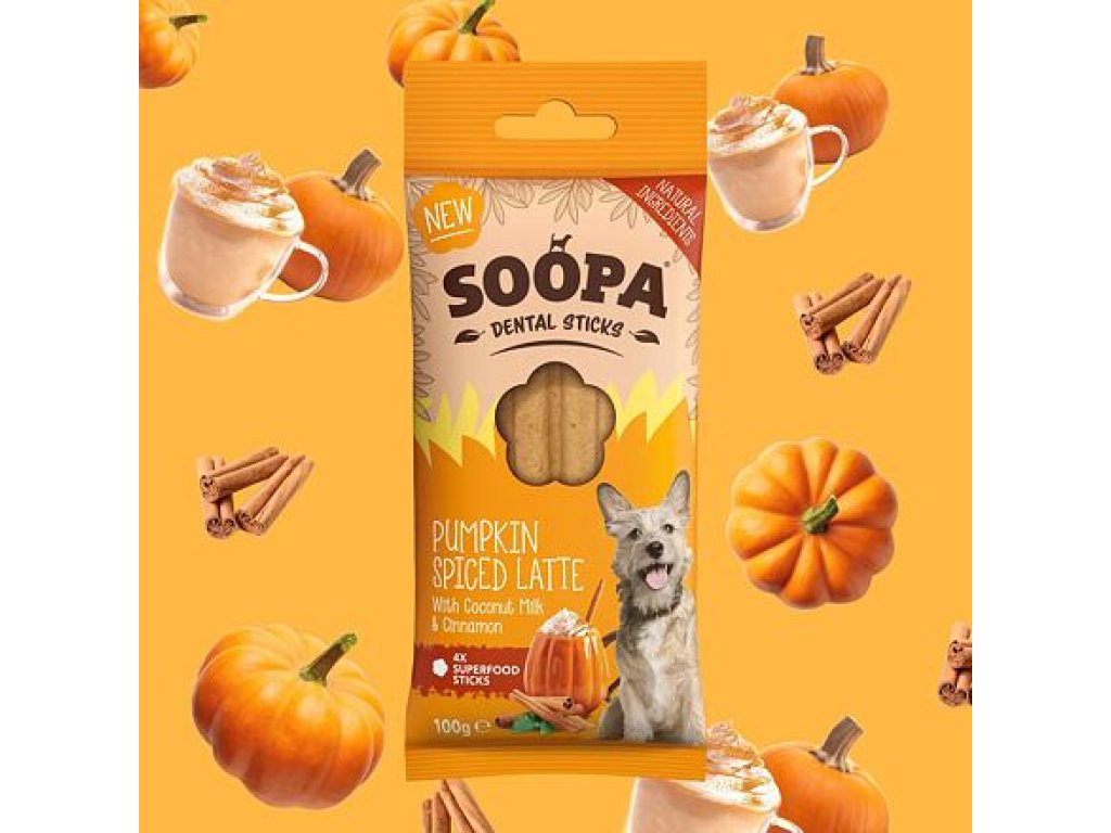 Dentální tyčinky Soopa Pumpkin Spiced Latte 100 g