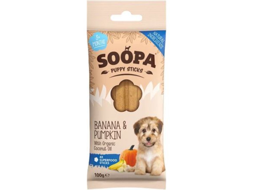 Soopa Banana & Pumpkin PUPPY Dental Sticks 100 g