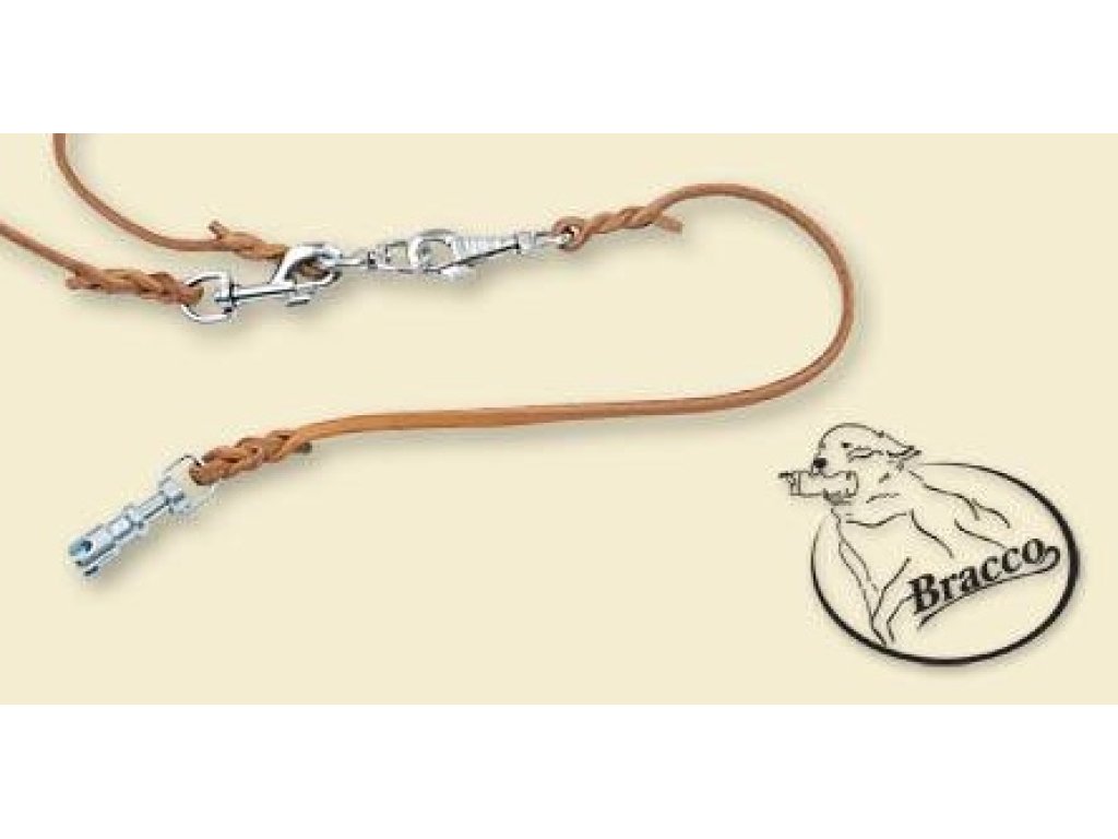 Bracco leather dog leash 6.0mm, part to dog with clamping carbine 80 cm, various collors