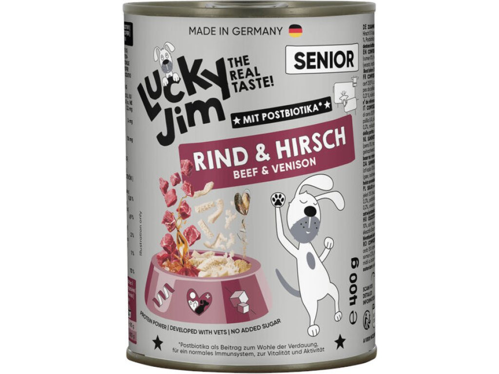 Lucky Jim Classic Senior s hovězím a jelením masem 400 g