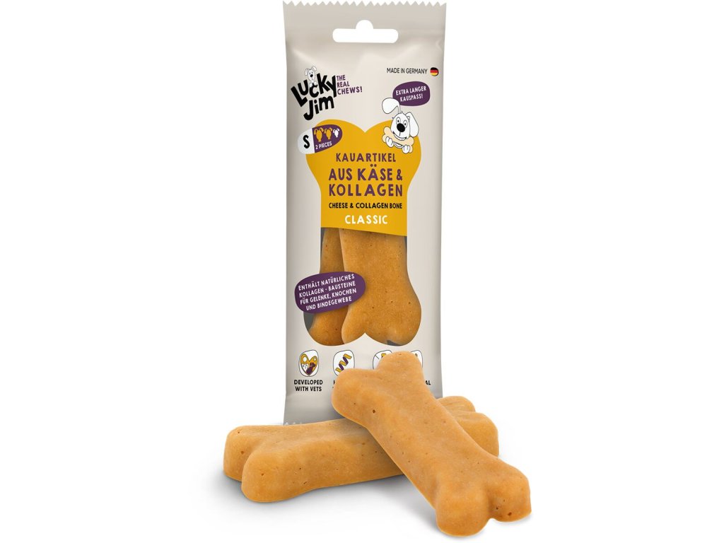 Lucky Jim Käse & Kollagen Sýrové kosti s kolagenem – Classic S 2x25 g