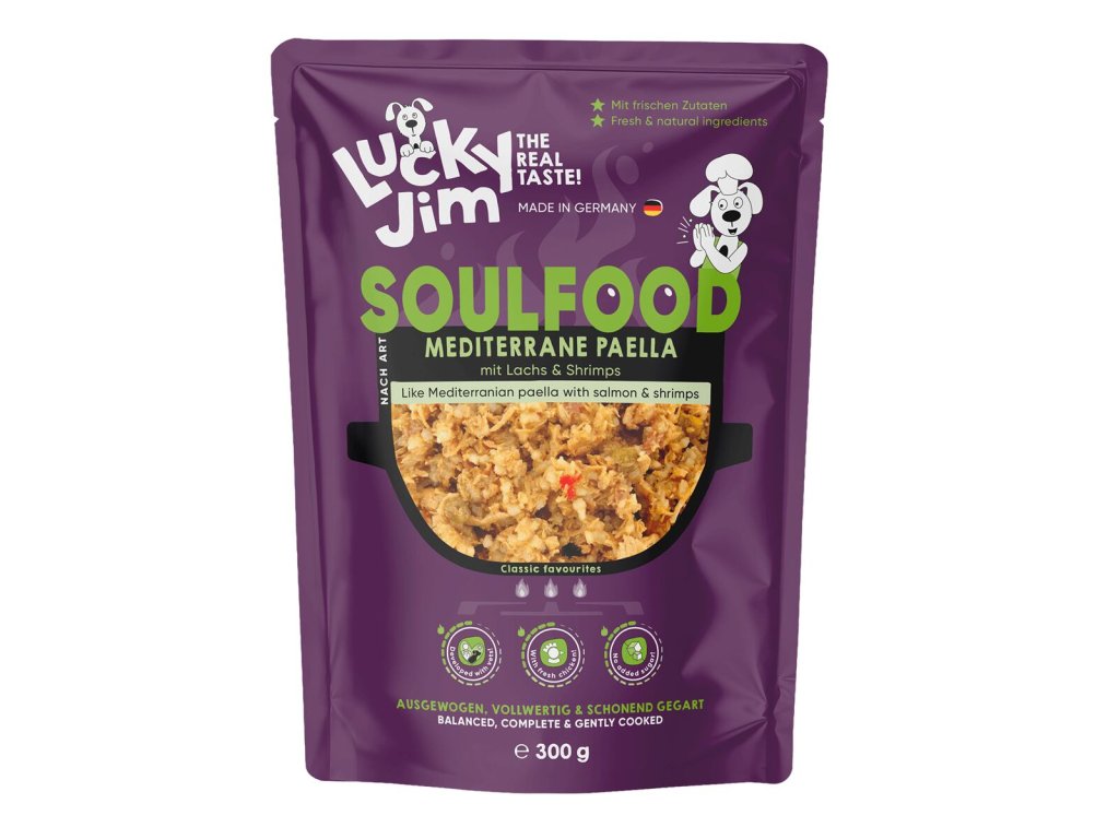 Lucky Jim Soulfood Paella Středomořská paella s lososem a krevetami 300 g