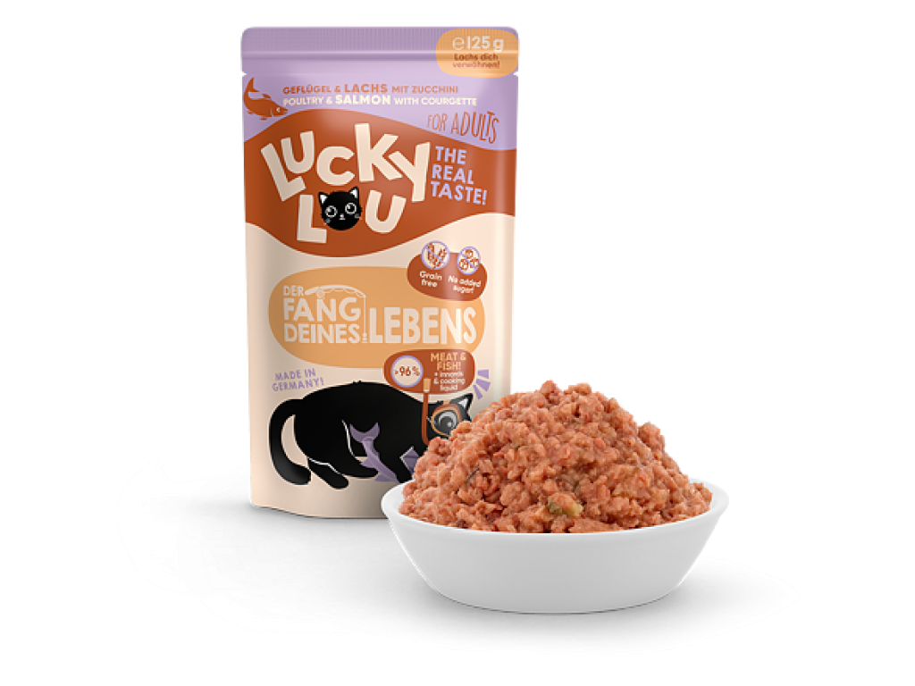 Lucky Lou Lifestage Adult s drůbežím masem a lososem 125 g