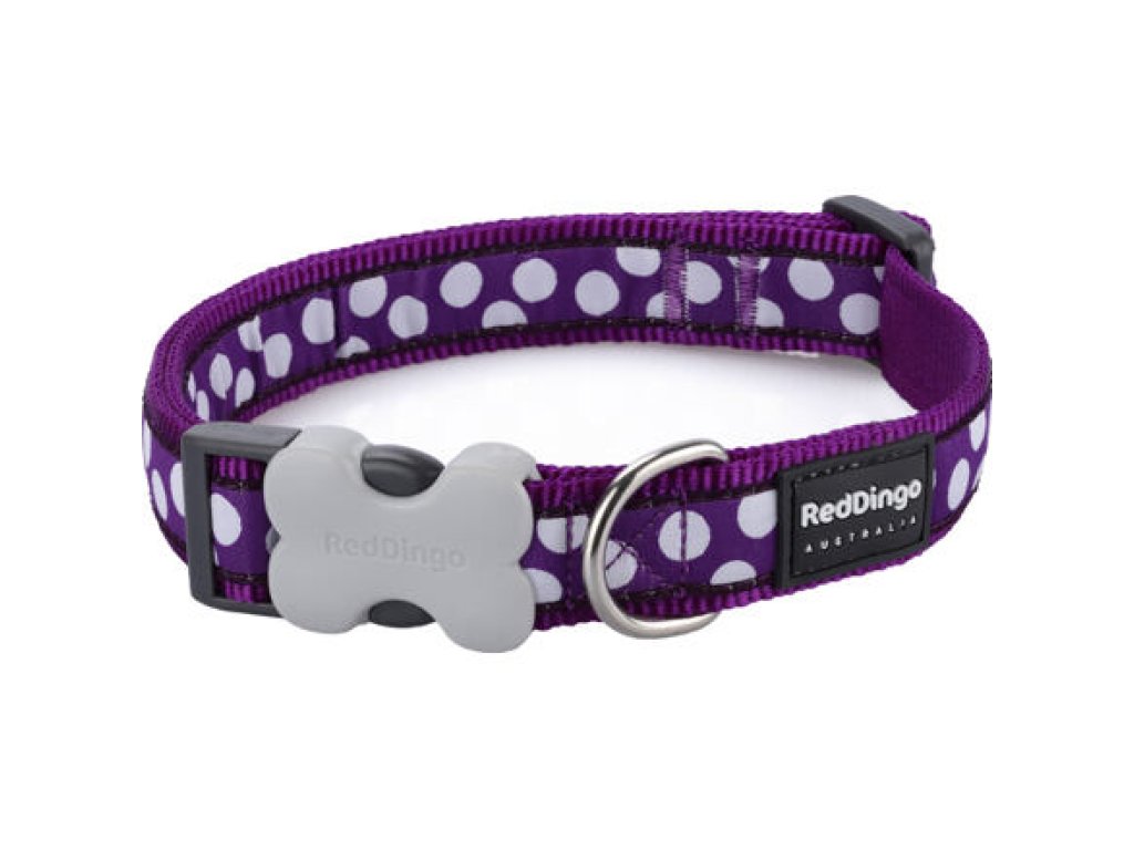 Obojek RD 12 mm x 20-32 cm - White Spots on Purple