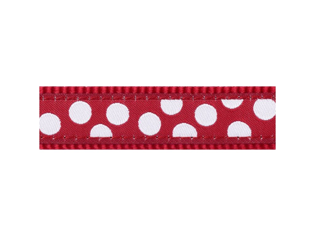 Obojek RD 12 mm x 20-32 cm - White Spots on Red