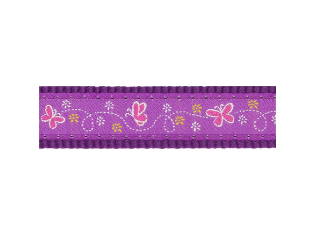 Obojek RD 15 mm x 24-36 cm - Butterfly Purple