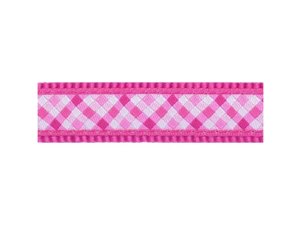 Obojek RD 15 mm x 24-36 cm - Gingham Hot Pink