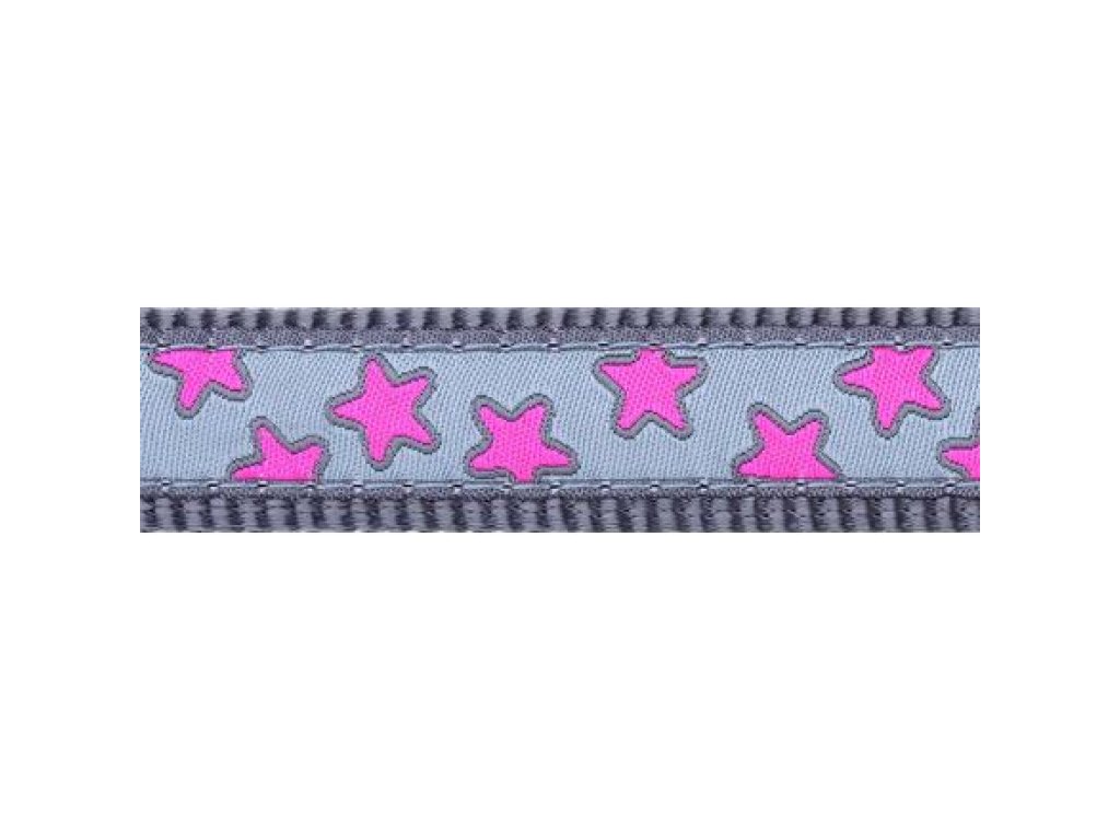 Obojek RD 20 mm x 30-47 cm - Hot Pink Stars on Grey