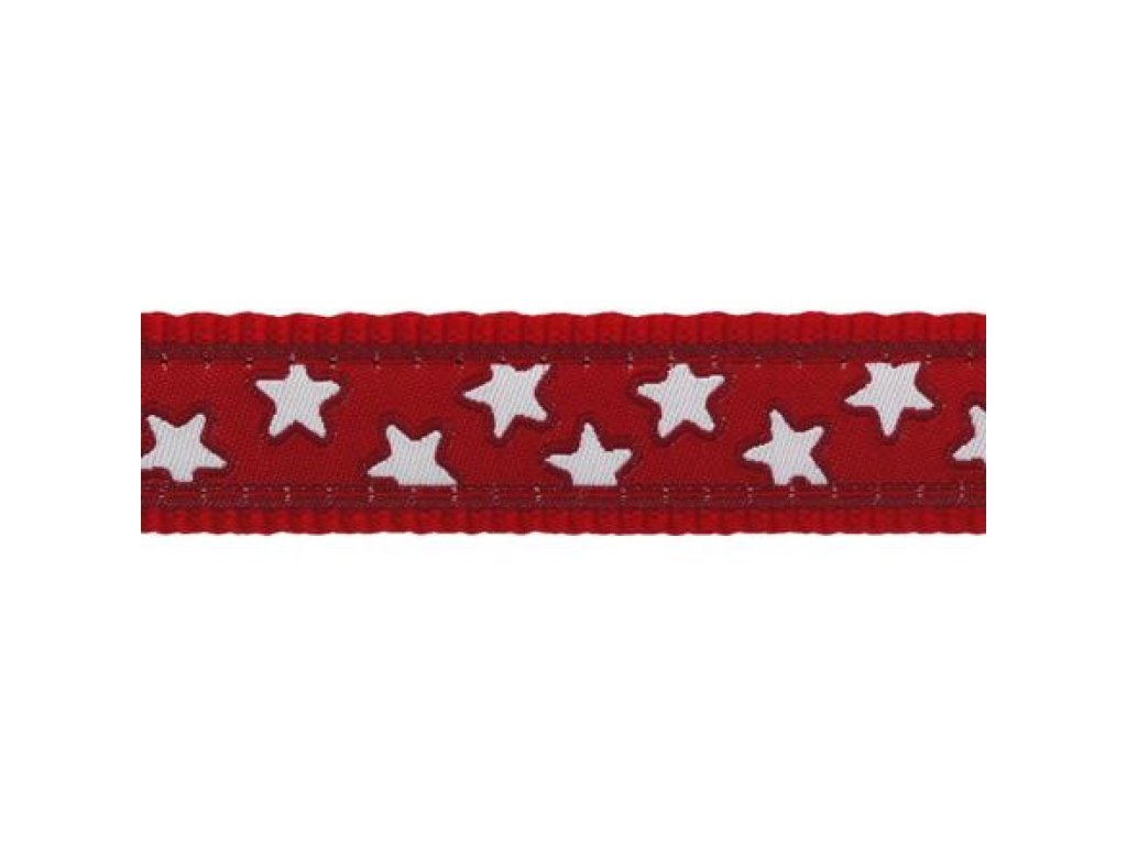 Obojek RD 20 mm x 30-47 cm - Stars White on Red