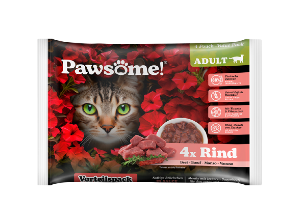 Pawsome! Adult s hovězím masem Multipack 4x85 g