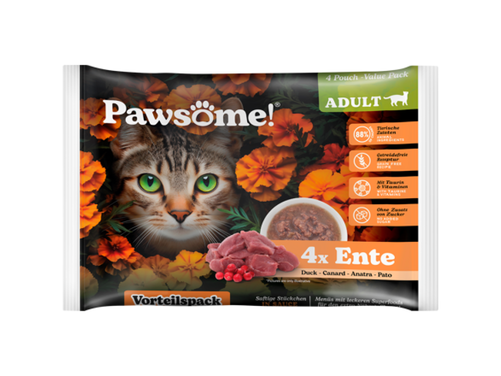 Pawsome! Adult s kachním masem Multipack 4x85 g