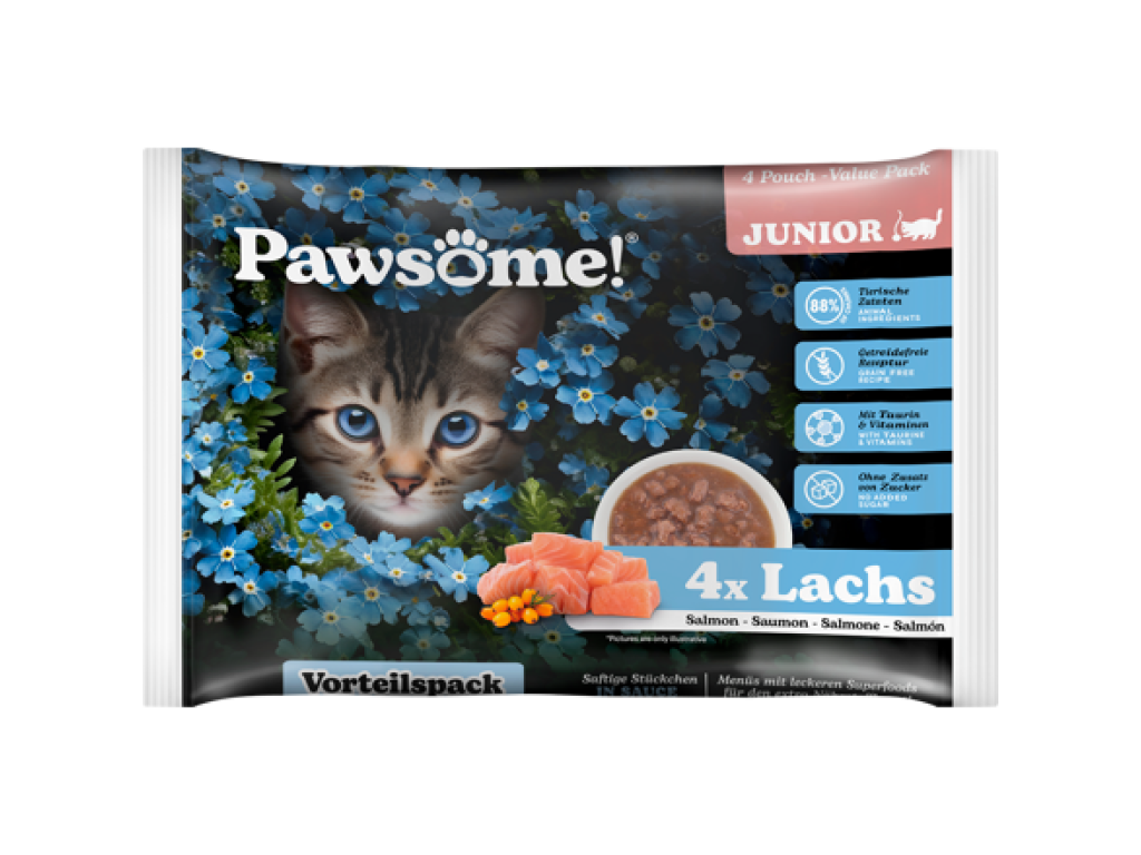 Pawsome! Junior s lososem Multipack 4x85 g