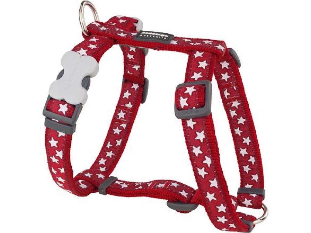 Postroj RD 12 mm x 30-44 cm - Stars White on Red