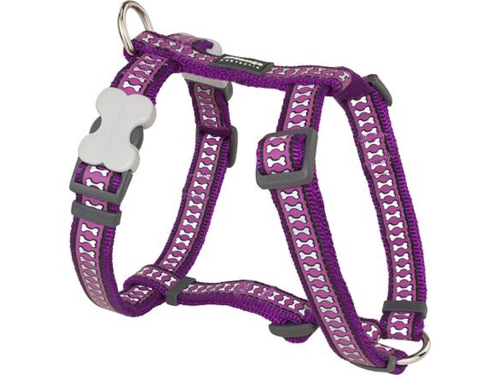 Dog Harness 15 mm x 36-54 cm – Refl. Bones Purple