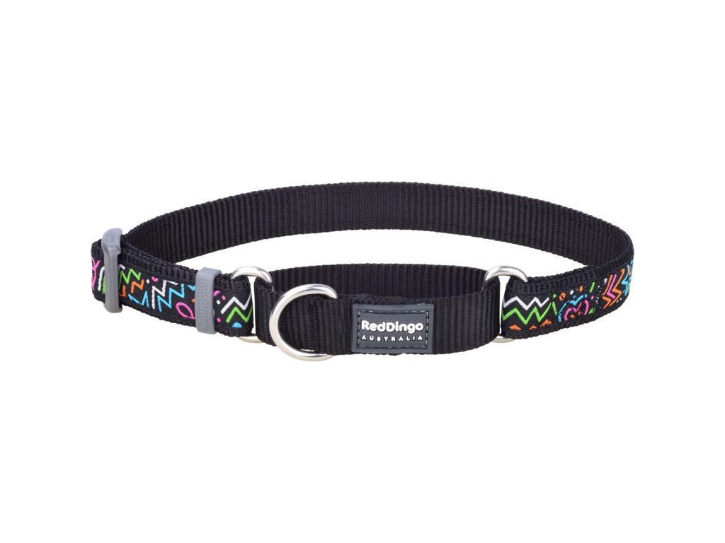 Red Dingo obojek polostahovací – Squiggles Black – 20 mm x 30-44 cm