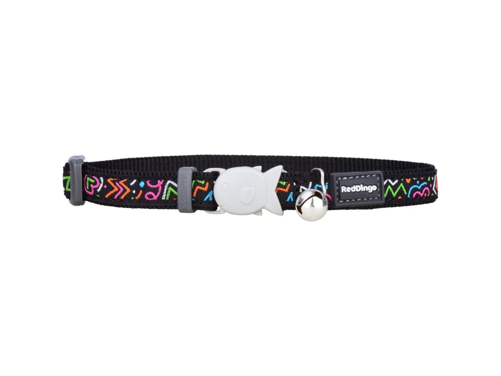 Red Dingo obojek pro kočky – Squiggles Black – 12 mm