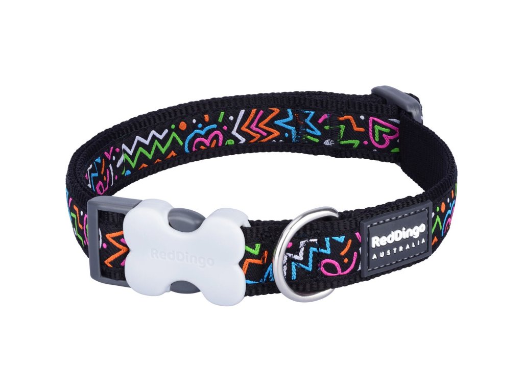 Red Dingo obojek – Squiggles Black – 20 mm x 30-47 cm