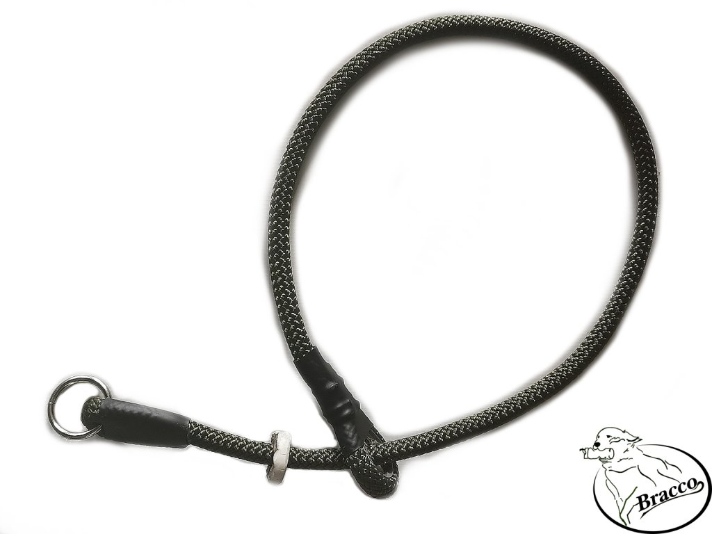 Hundehalsband mit Geweihstopp, 8,0 mm / verschiedene Längen - khaki.