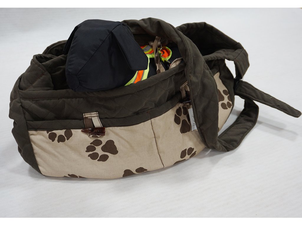 Dog bag, brown/ paws.