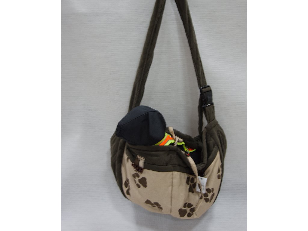 Dog bag, brown/ paws.