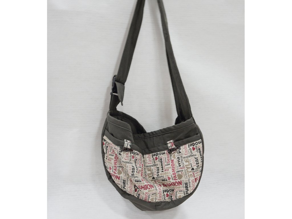 Dog bag, gray + print.