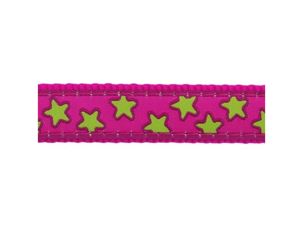 Vodítko RD 25 mm x 1,8 m - Stars Lime on Hot Pink