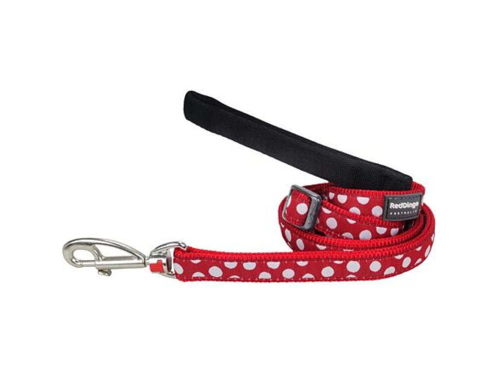 Dog Lead 25 mm x 1,8 m - White Spots on Red