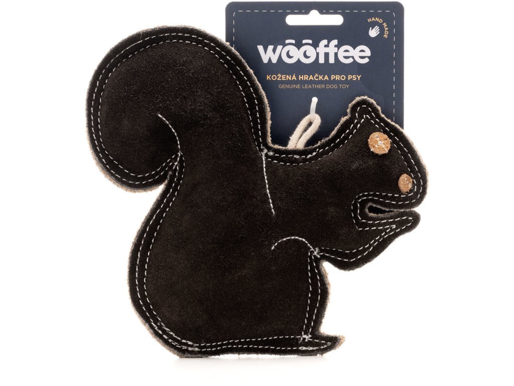 Wooffee kožená hračka Černá veverka